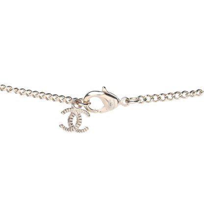 Chanel Crystal Pearl Tweed Effect CC Necklace Gold 4 of 5