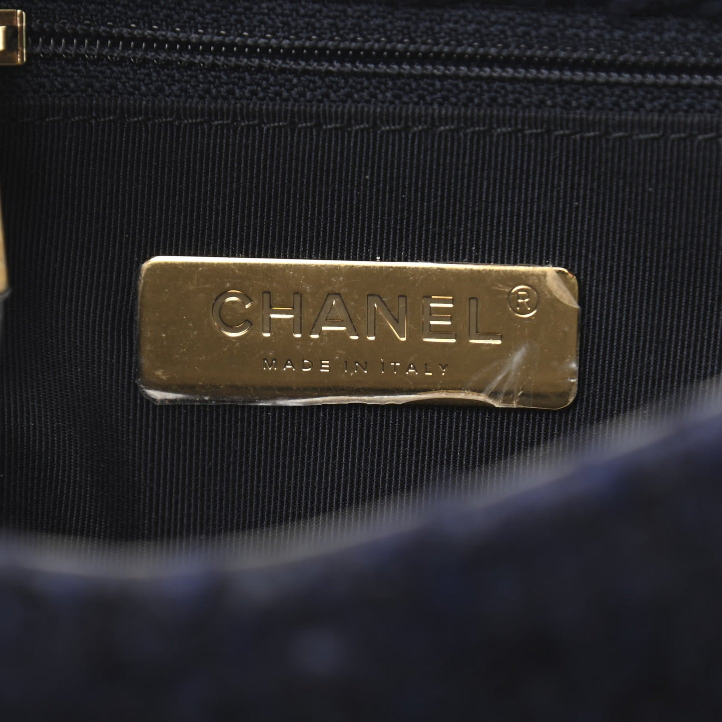 Tweed Quilted Large Chanel 19 Flap Navy Blue