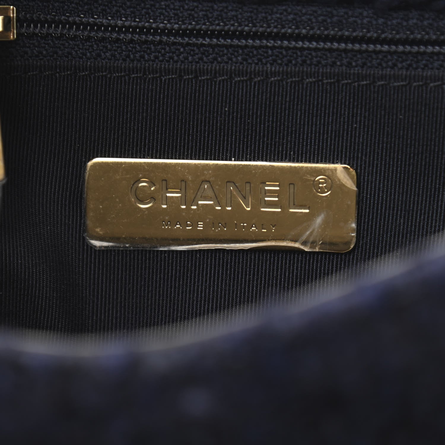 Chanel Tweed Quilted Large Chanel 19 Flap Navy Blue 6 of 10
