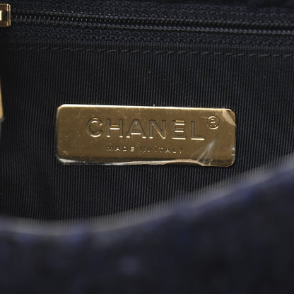 Chanel Tweed Quilted Large Chanel 19 Flap Navy Blue 6 of 10