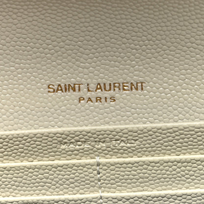Saint Laurent Grain De Poudre Matelasse Chevron Monogram Flap Wallet Crema Soft 6 of 7