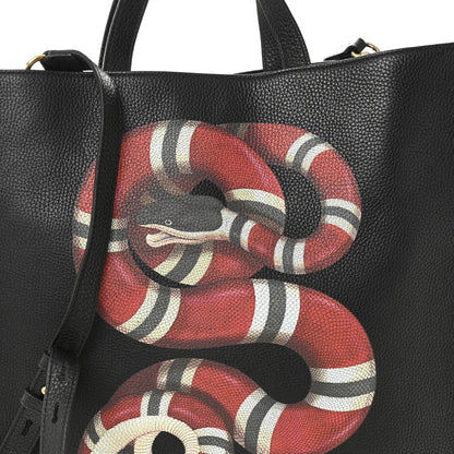 Gucci Calfskin Kingsnake Print Vertical Tote Black 8 of 11