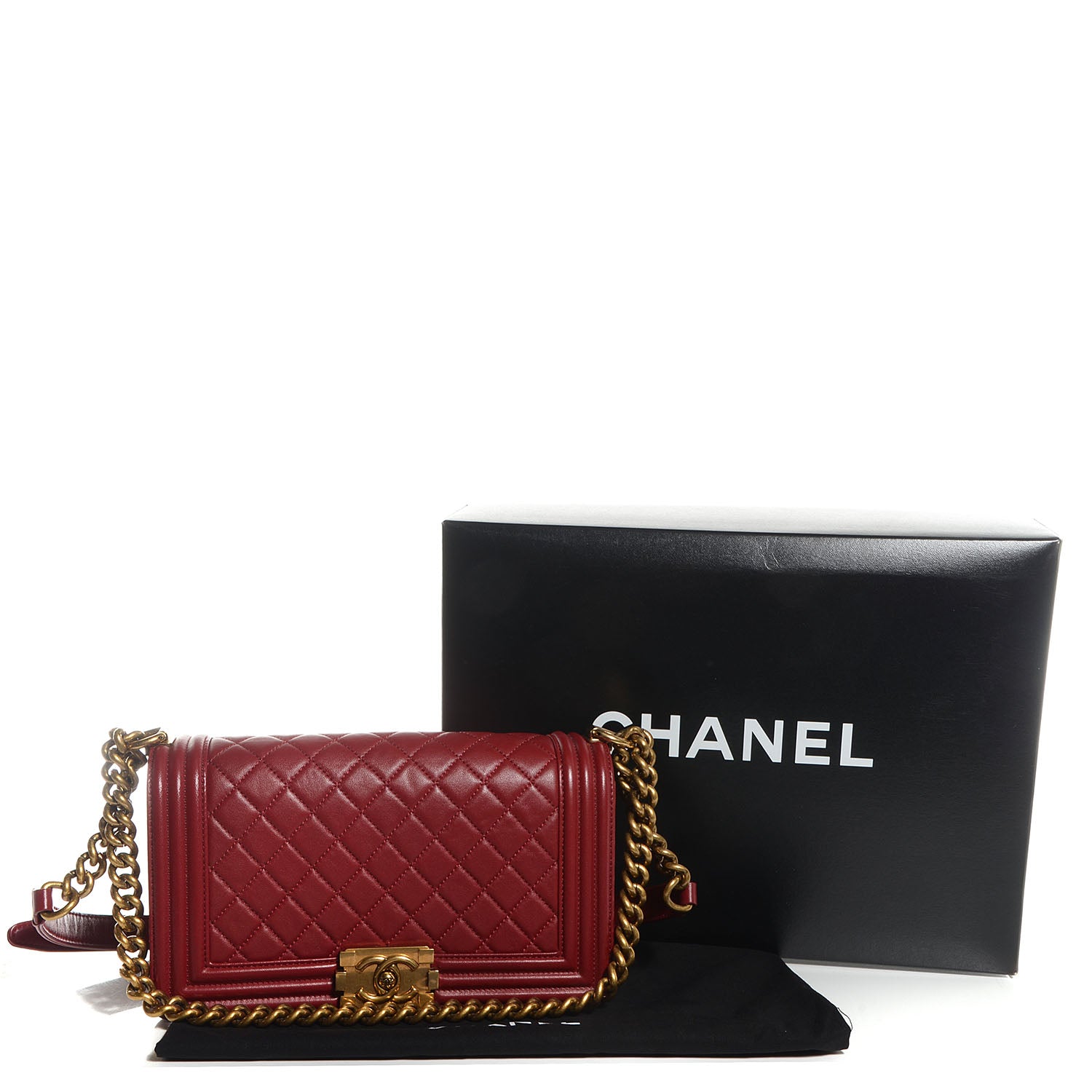 Chanel Lambskin Quilted Medium Boy Flap Dark Red 5 of 9