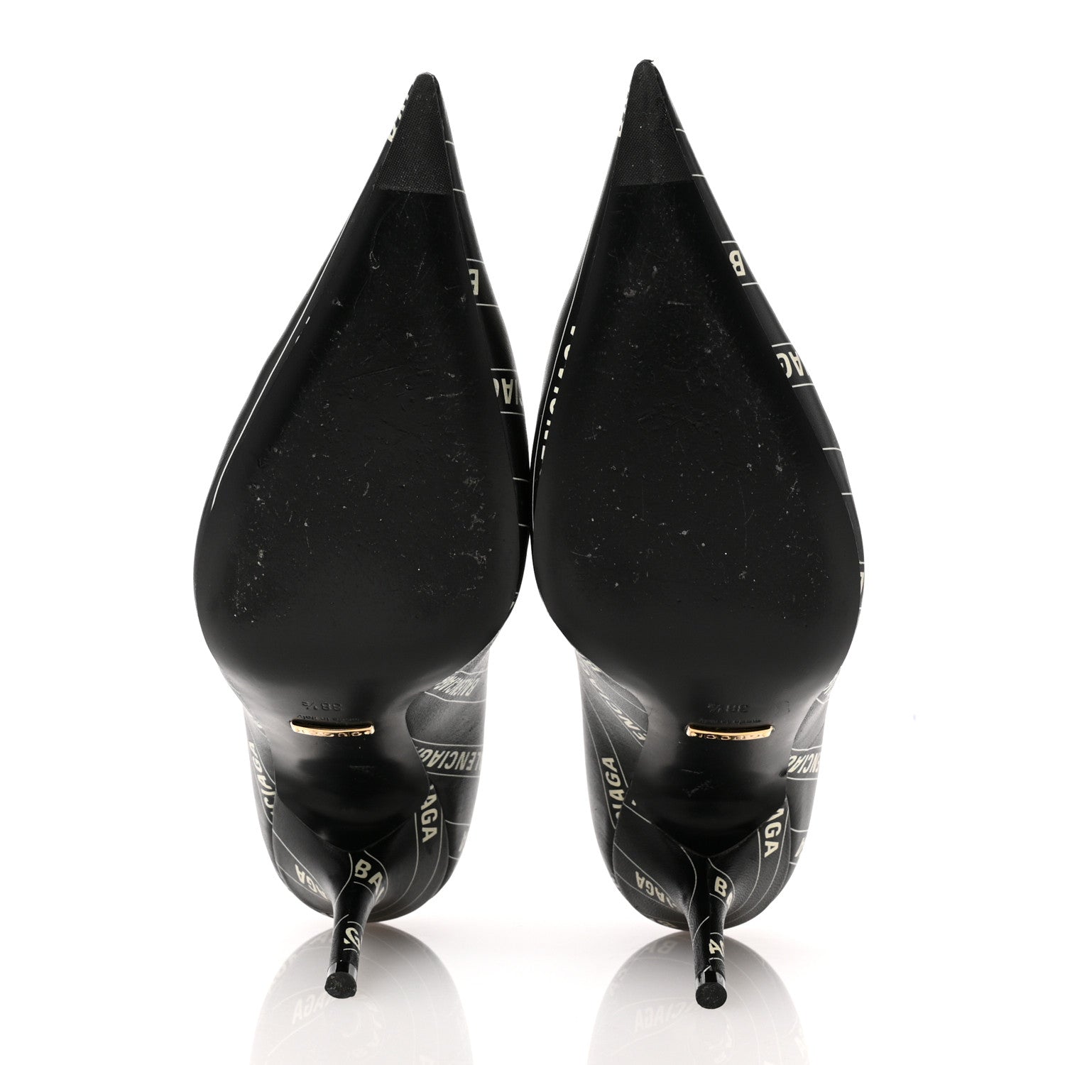 Balenciaga X Gucci Calfskin Logo Print Knife 80mm Pumps 38.5 Black 6 of 11
