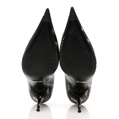 Balenciaga X Gucci Calfskin Logo Print Knife 80mm Pumps 38.5 Black 6 of 11