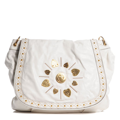Gucci Calfskin Studded Large Irina Shoulder Bag White 1 of 8
