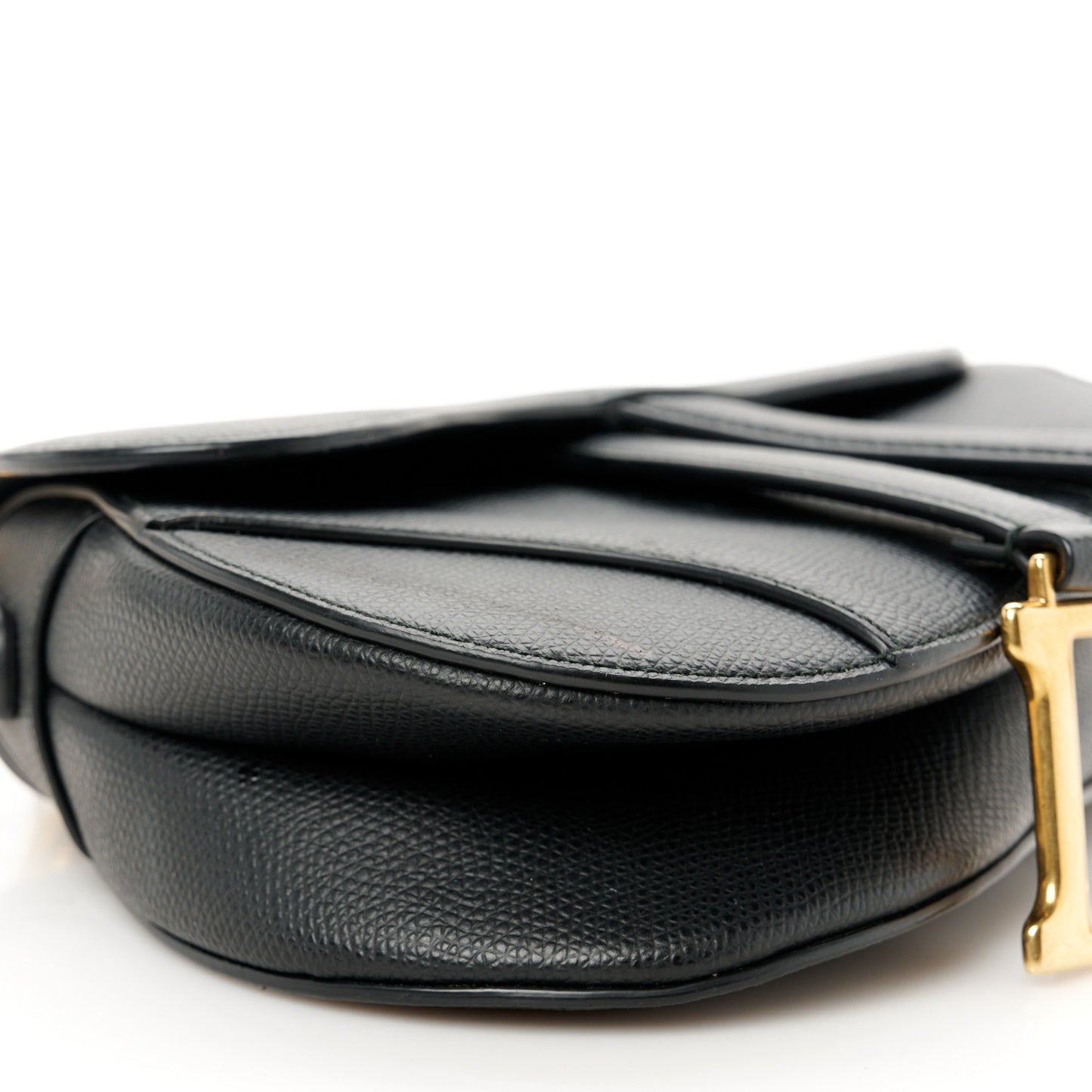 Grained Calfskin Mini Saddle Bag Black