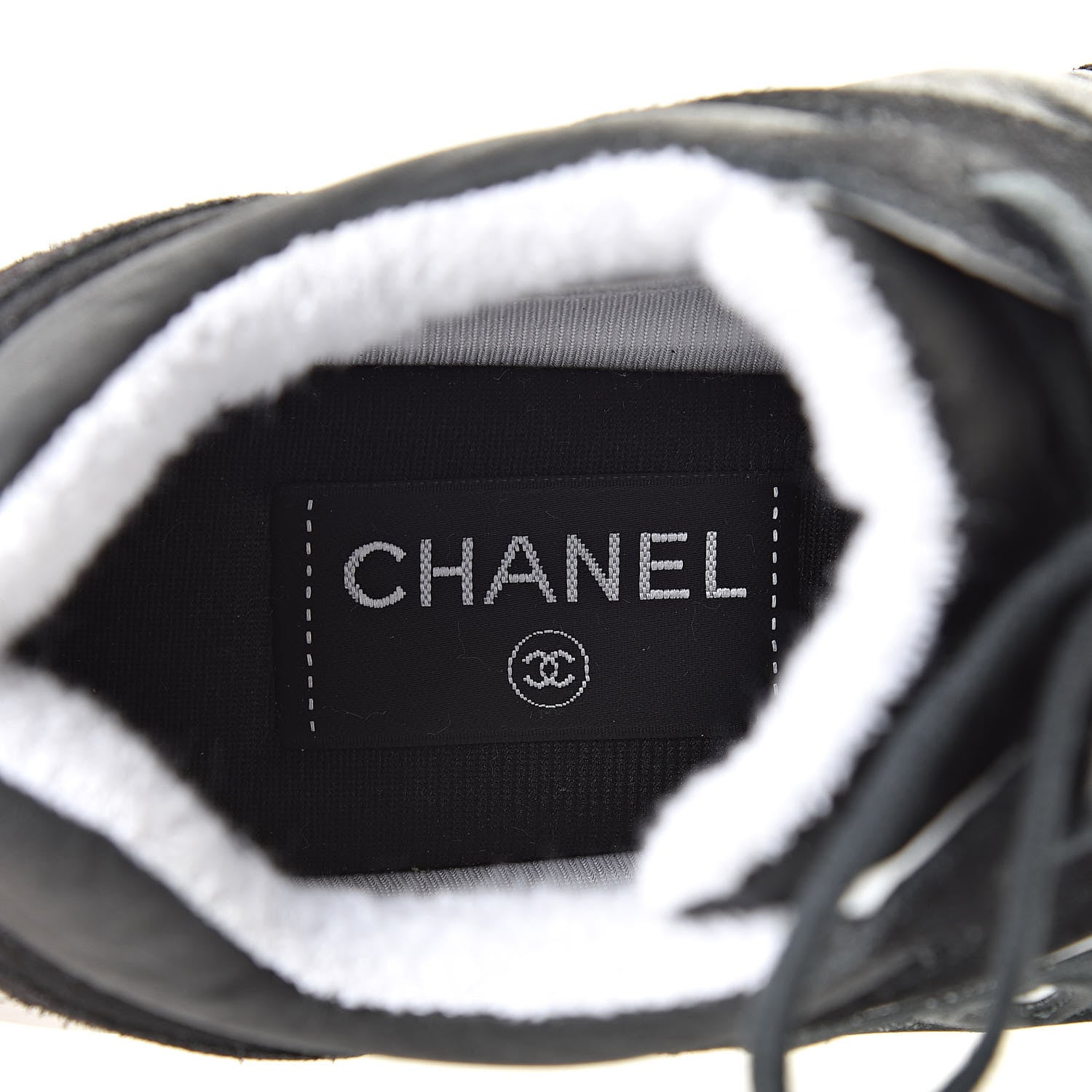 Chanel Fabric Calfskin Suede CC Womens Sneakers 38 Black 7 of 10