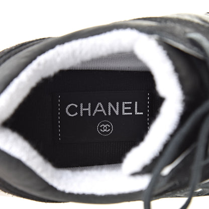 Chanel Fabric Calfskin Suede CC Womens Sneakers 38 Black 7 of 10
