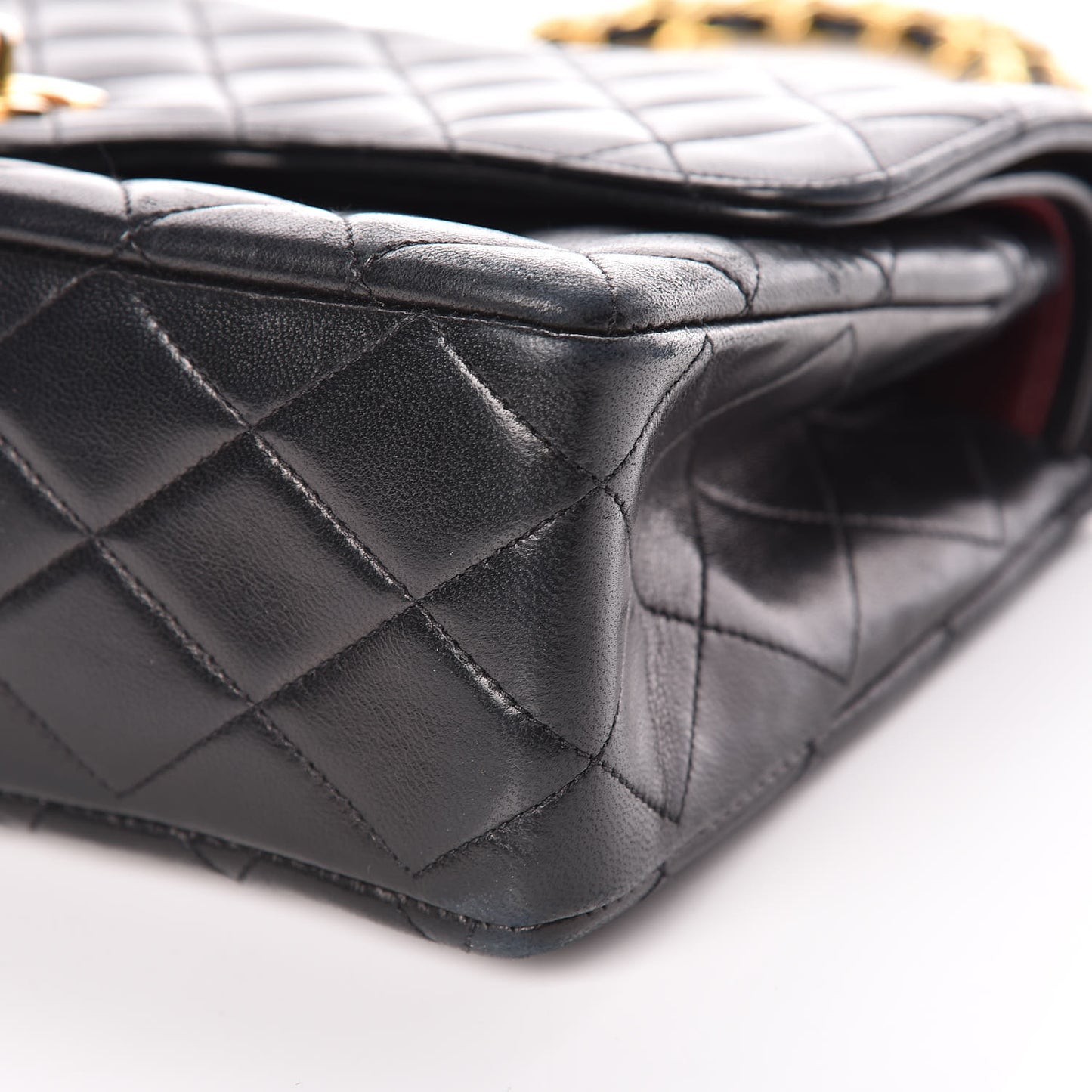 Lambskin Quilted Medium Double Flap Black