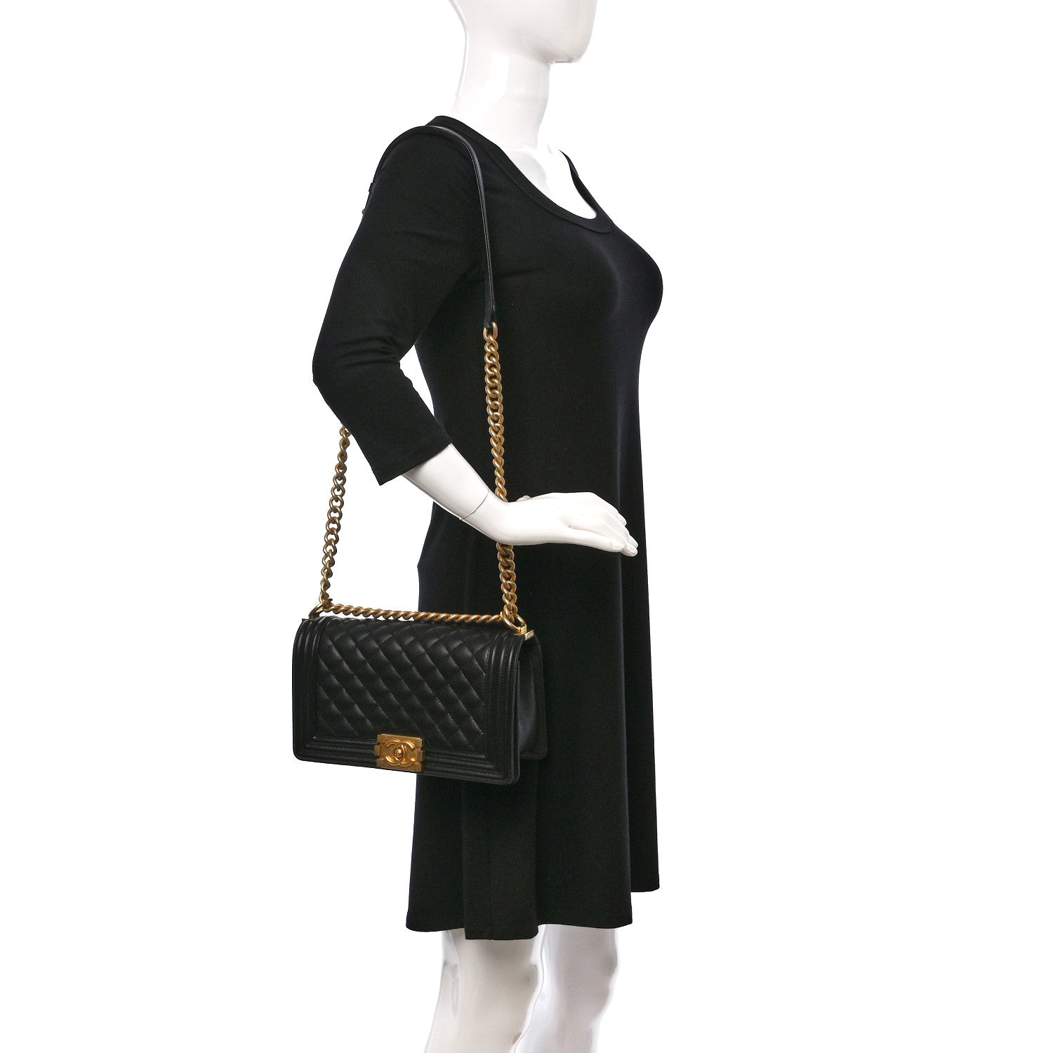 Chanel Caviar Quilted Medium Boy Flap Black 2 of 9