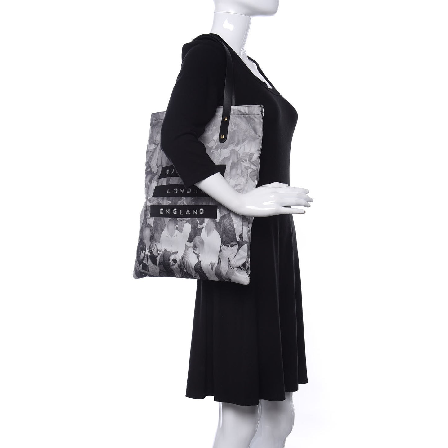 Nylon London Montage Print Flat Tote Bag Black