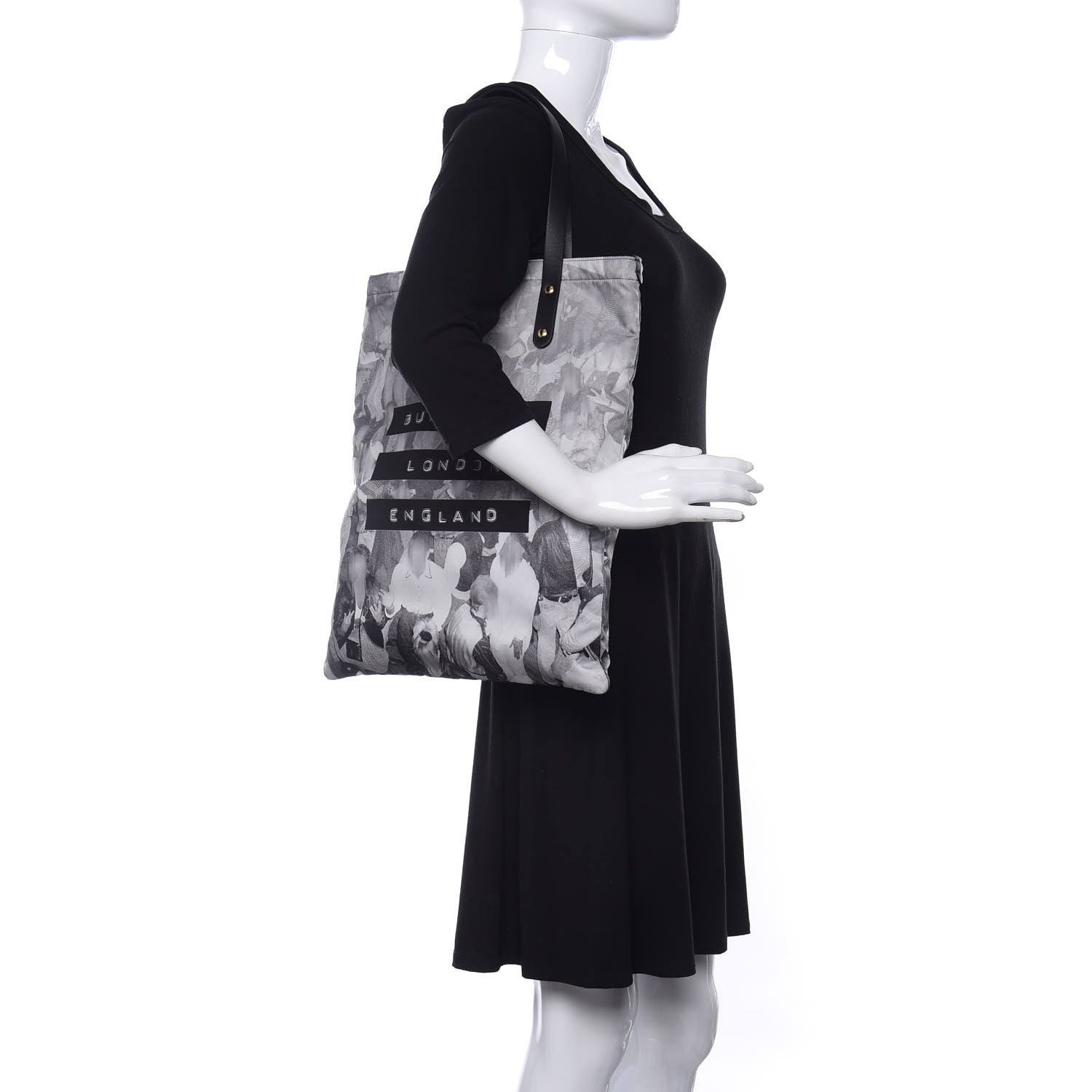 Burberry Nylon London Montage Print Flat Tote Bag Black 2 of 11