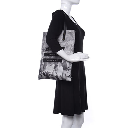 Burberry Nylon London Montage Print Flat Tote Bag Black 2 of 11