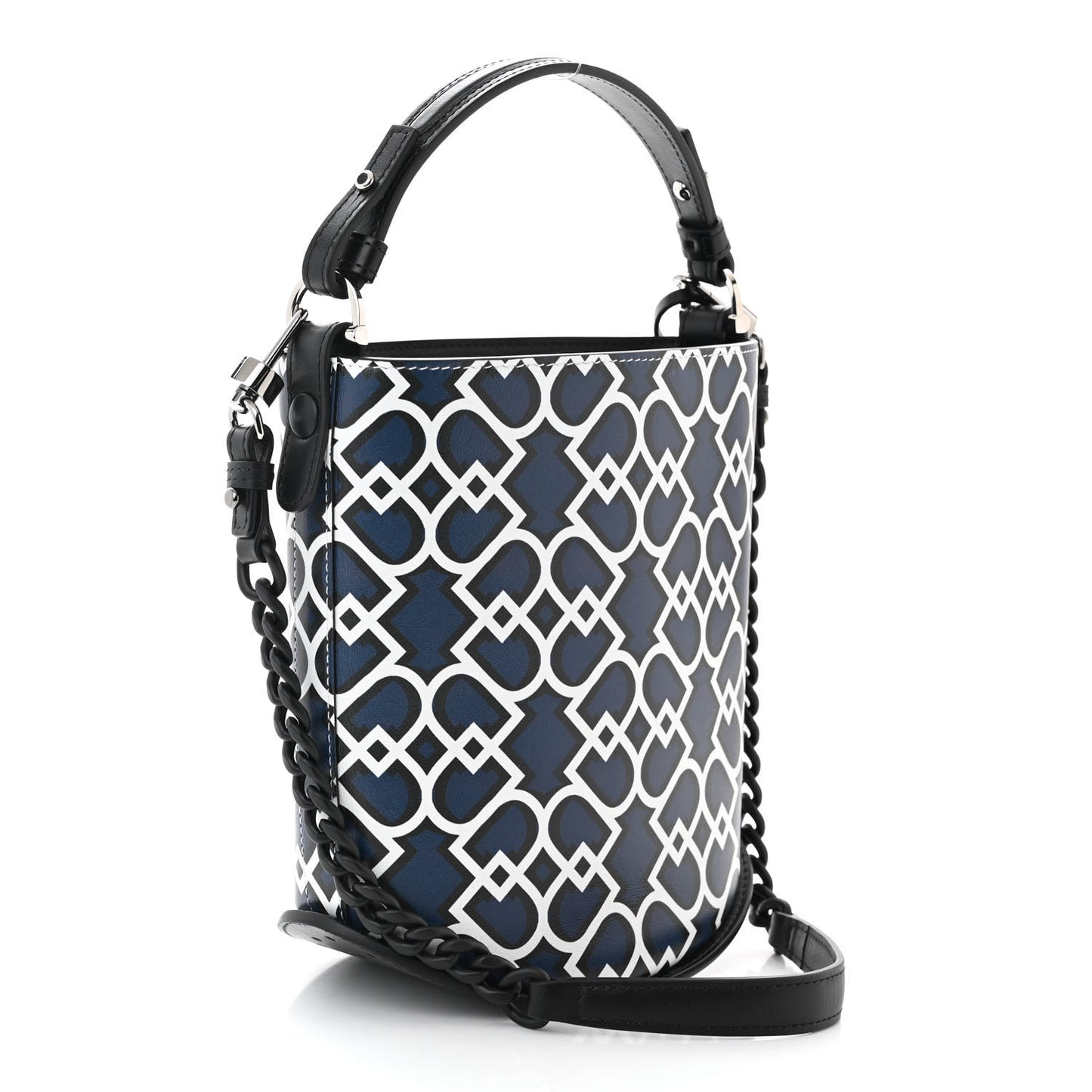 Smooth Calfskin Print Mini Pin Bucket Navy Black