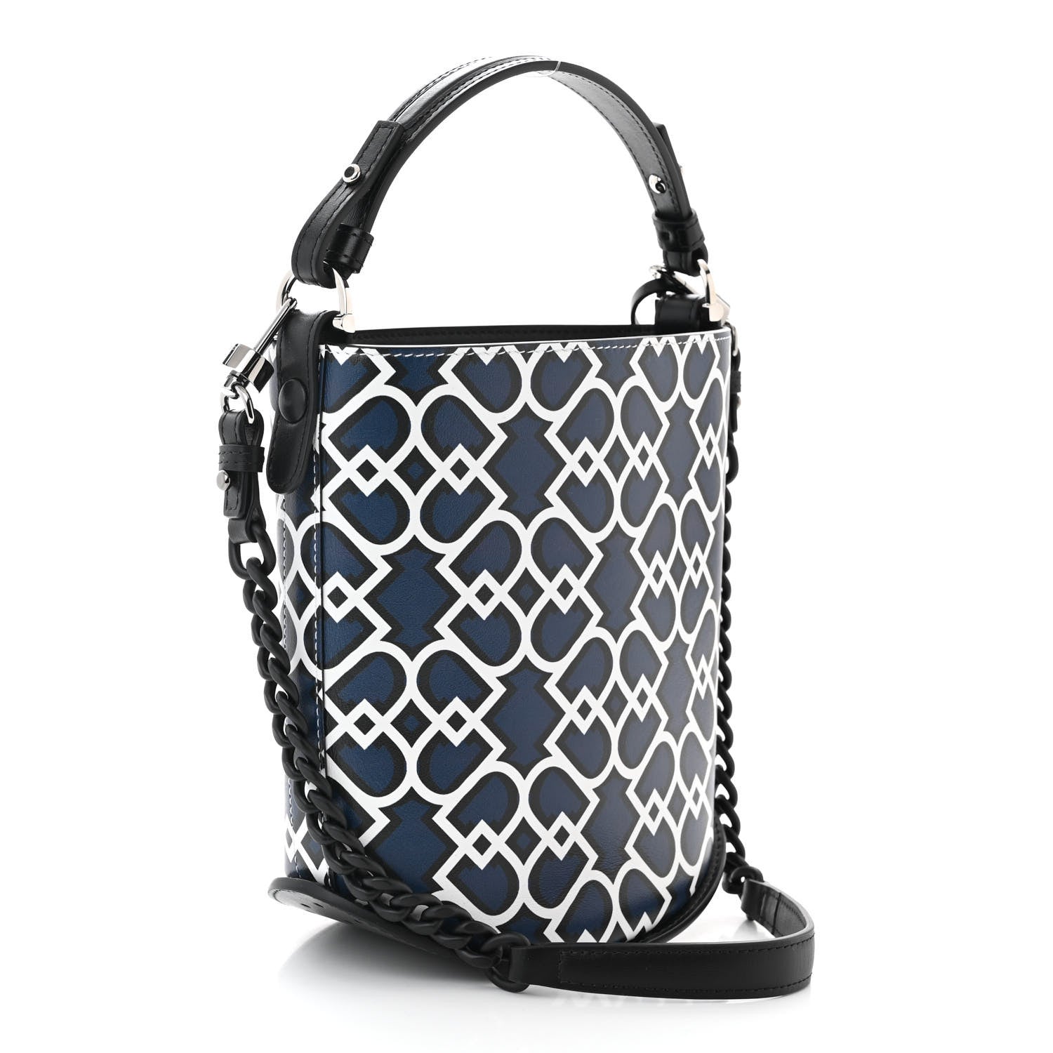 Delvaux Smooth Calfskin Print Mini Pin Bucket Navy Black 3 of 9