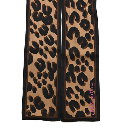 Louis Vuitton Silk Leopard Bandeau Scarf Marron 2 of 4