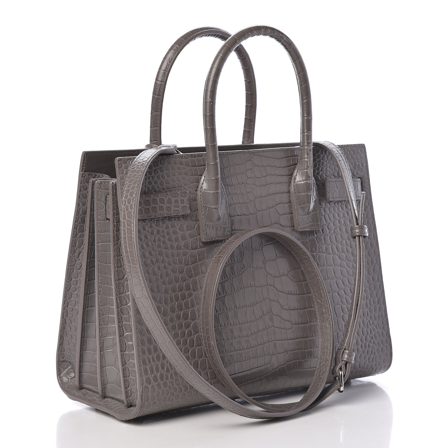 Saint Laurent Calfskin Crocodile Embossed Baby Sac De Jour Fog 3 of 17