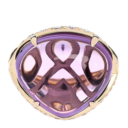 Bulgari 18K Yellow Gold Diamond Amethyst Sassi Ring 55 7.25 1 of 7