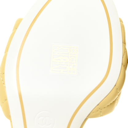 Chanel Lambskin Quilted Textured CC Mules 36 Yellow 7 of 13