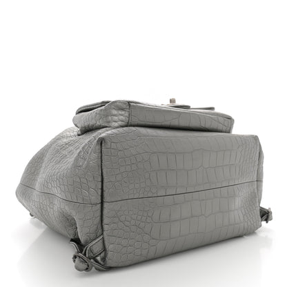 Chanel Metallic Calfskin Crocodile Embossed Large Backpack Silver 4 of 11