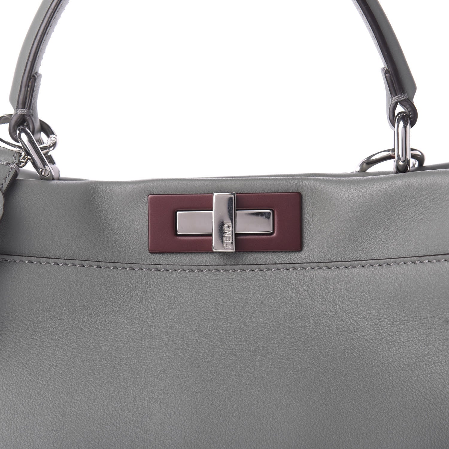 Fendi Vitello Seta Shiny Nappa Medium Peekaboo Iconic Satchel Alga Rosa Doll 12 of 12