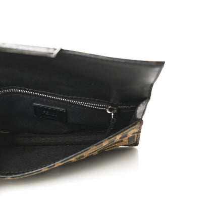 Fendi Recycled Fabric Jacquard Vitello Grace FF 1974 Baguette Belt Pouch Tobacco Moro Black 5 of 11