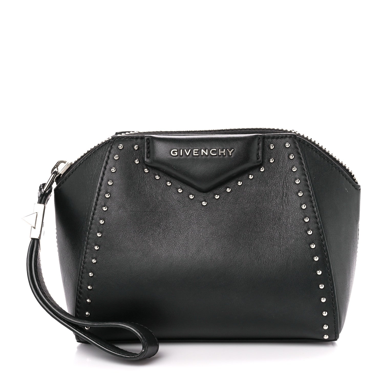 Givenchy Calfskin Small Studded Antigona Beauty Wristlet Black 1 of 11