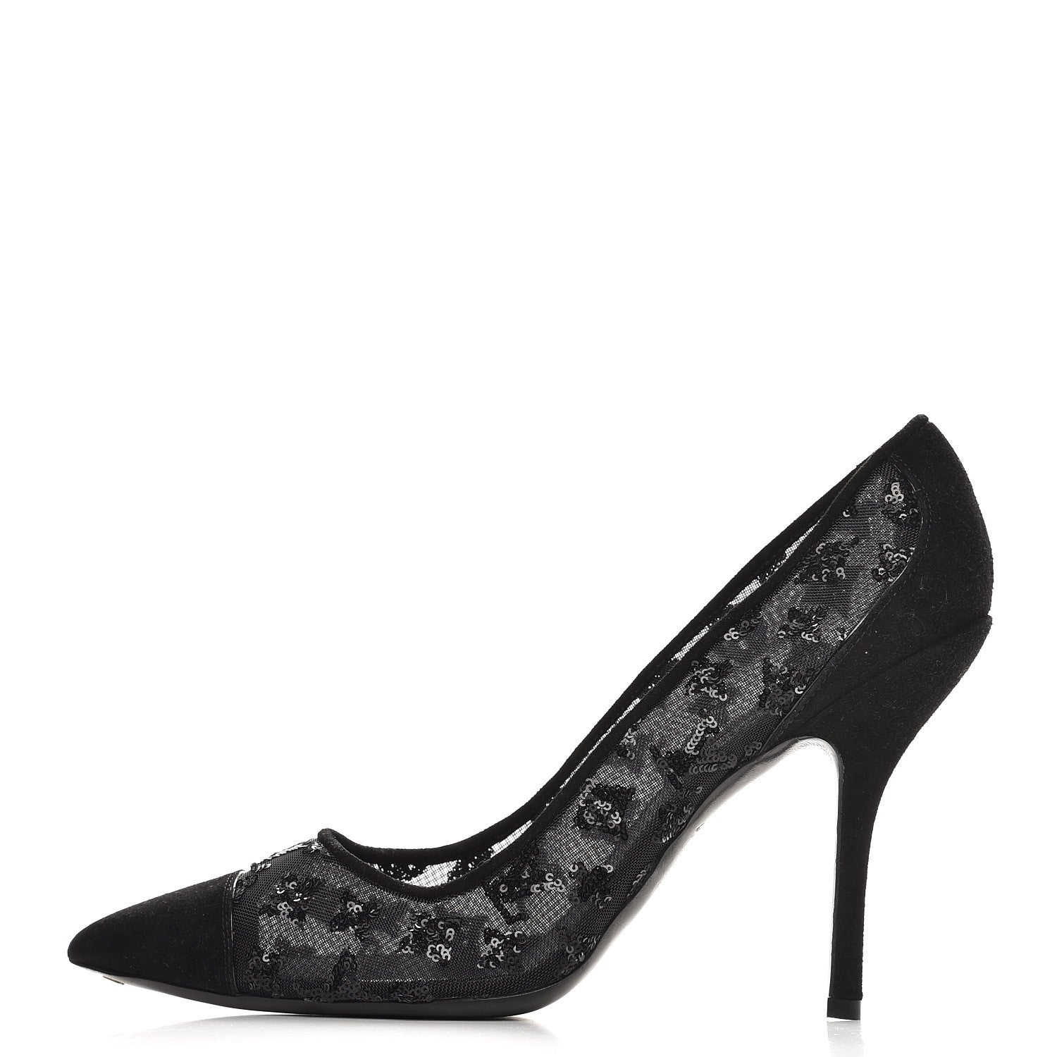 Louis Vuitton Suede Mesh Sequin Night Call Pumps 41 Black 1 of 9