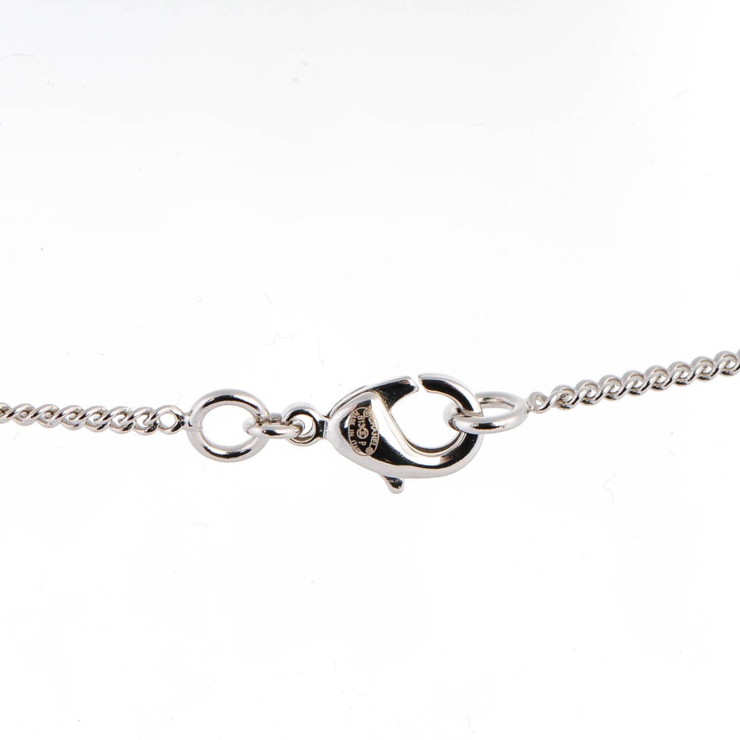 Chanel Baguette Crystal Pearl CC Lariat Necklace Silver 4 of 5