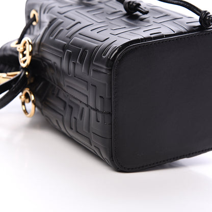 Fendi Vitello Liberty F is Fendi FF 1974 Embossed Mini Mon Tresor Bucket Bag Black 8 of 9