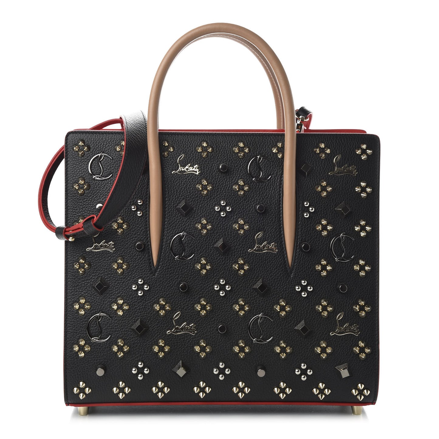 Calfskin Spikes Loubinthesky Medium Paloma Black Multimetal