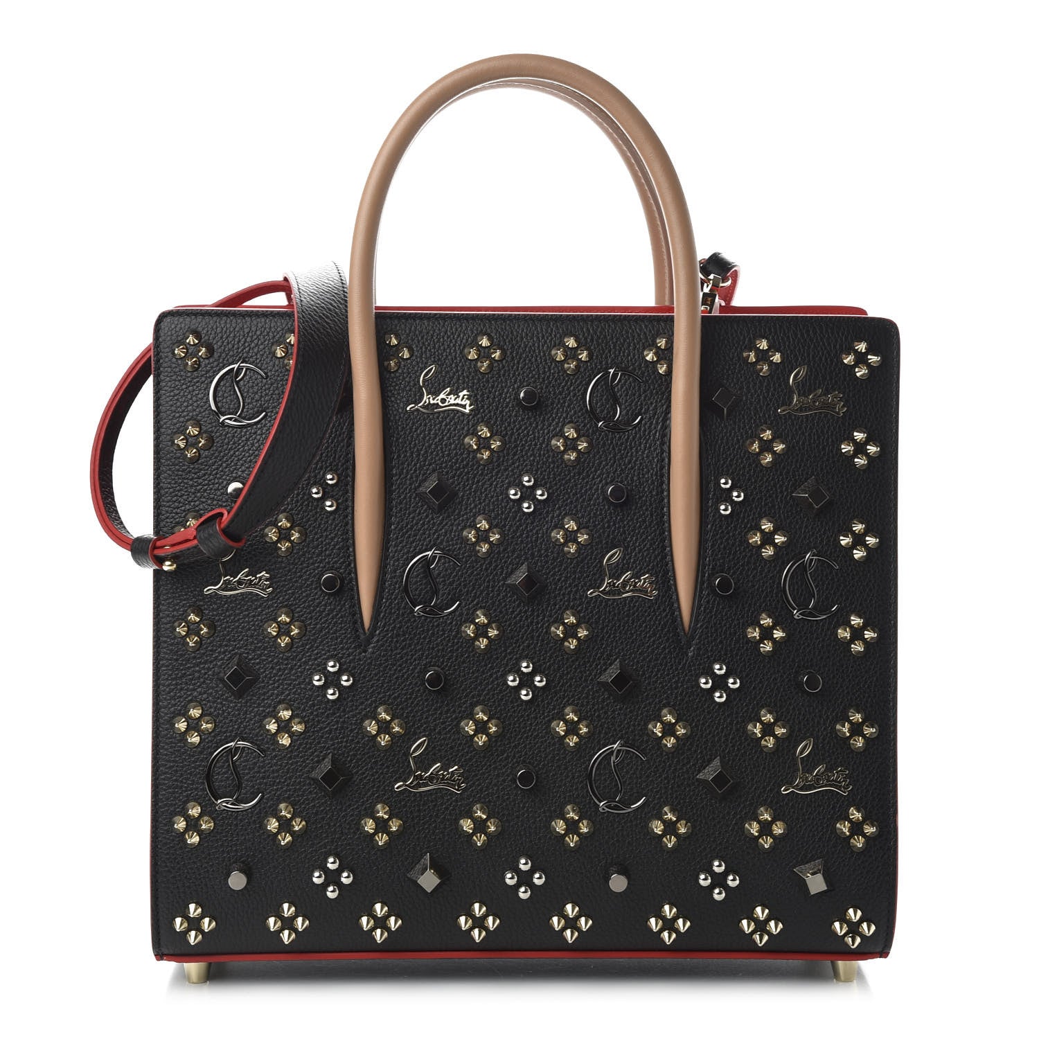 Christian Louboutin Calfskin Spikes Loubinthesky Medium Paloma Black Multimetal 1 of 10