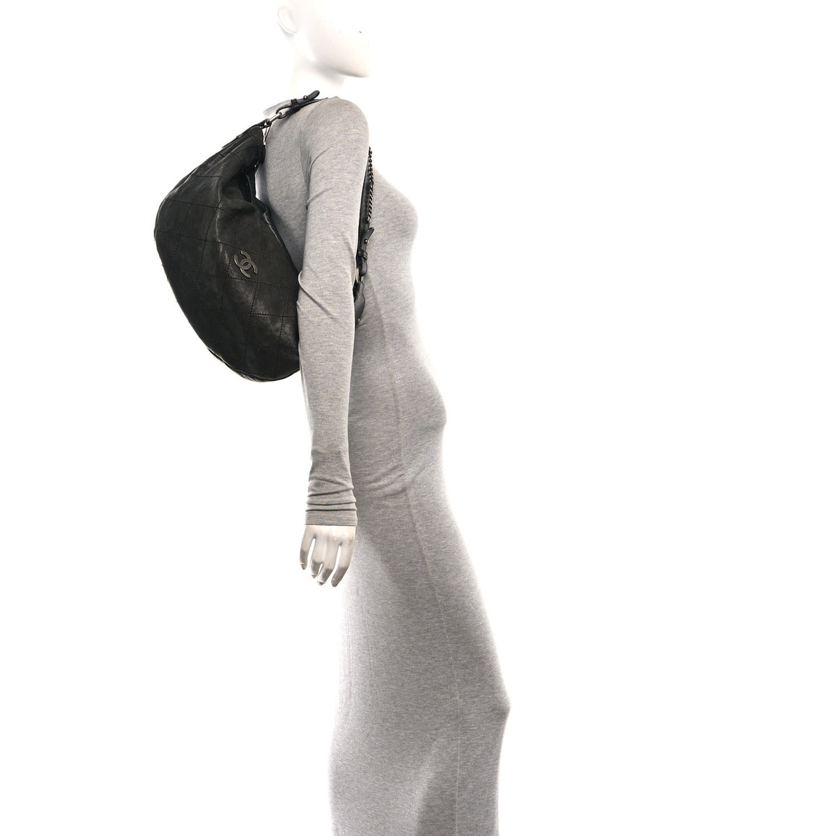 Chanel Caviar Stitched Outdoor Ligne Hobo Black 2 of 10
