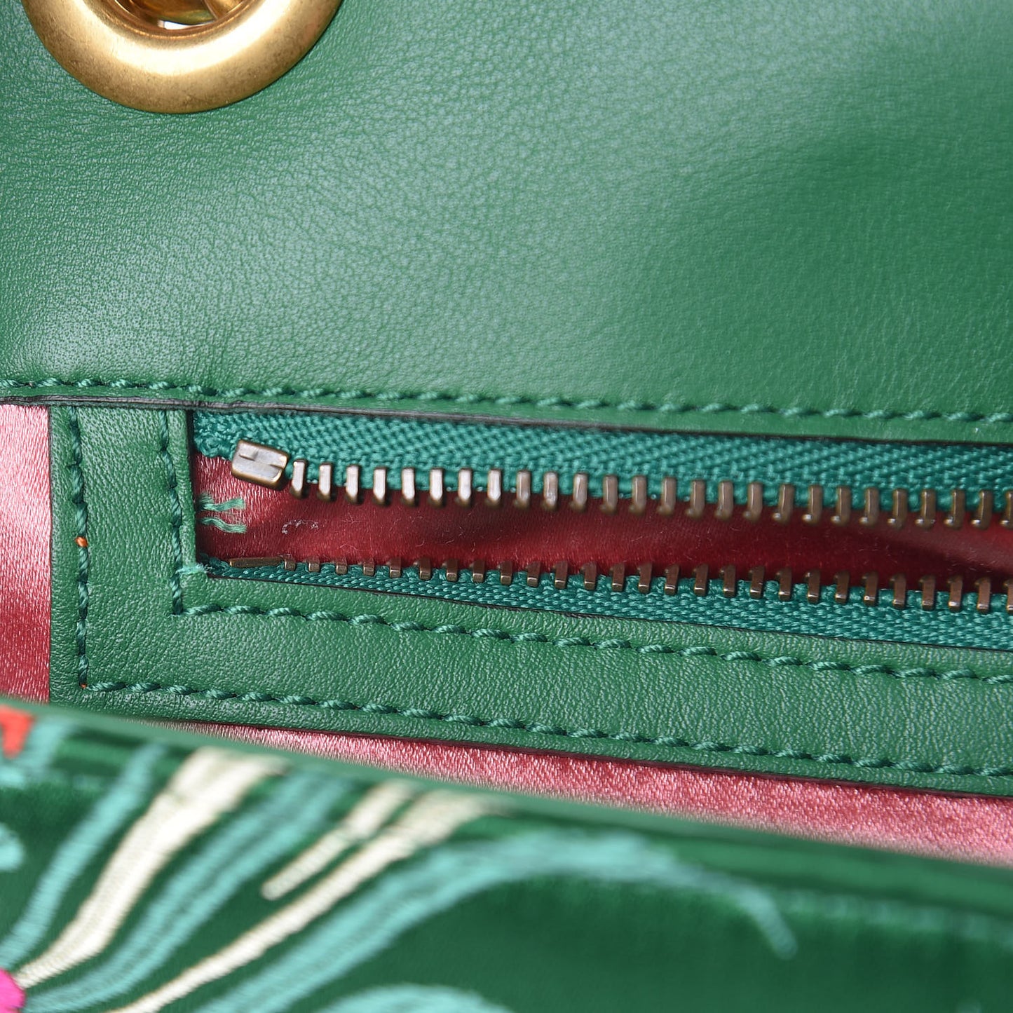 Jacquard Matelasse Floral Medium GG Marmont Shoulder Bag Green