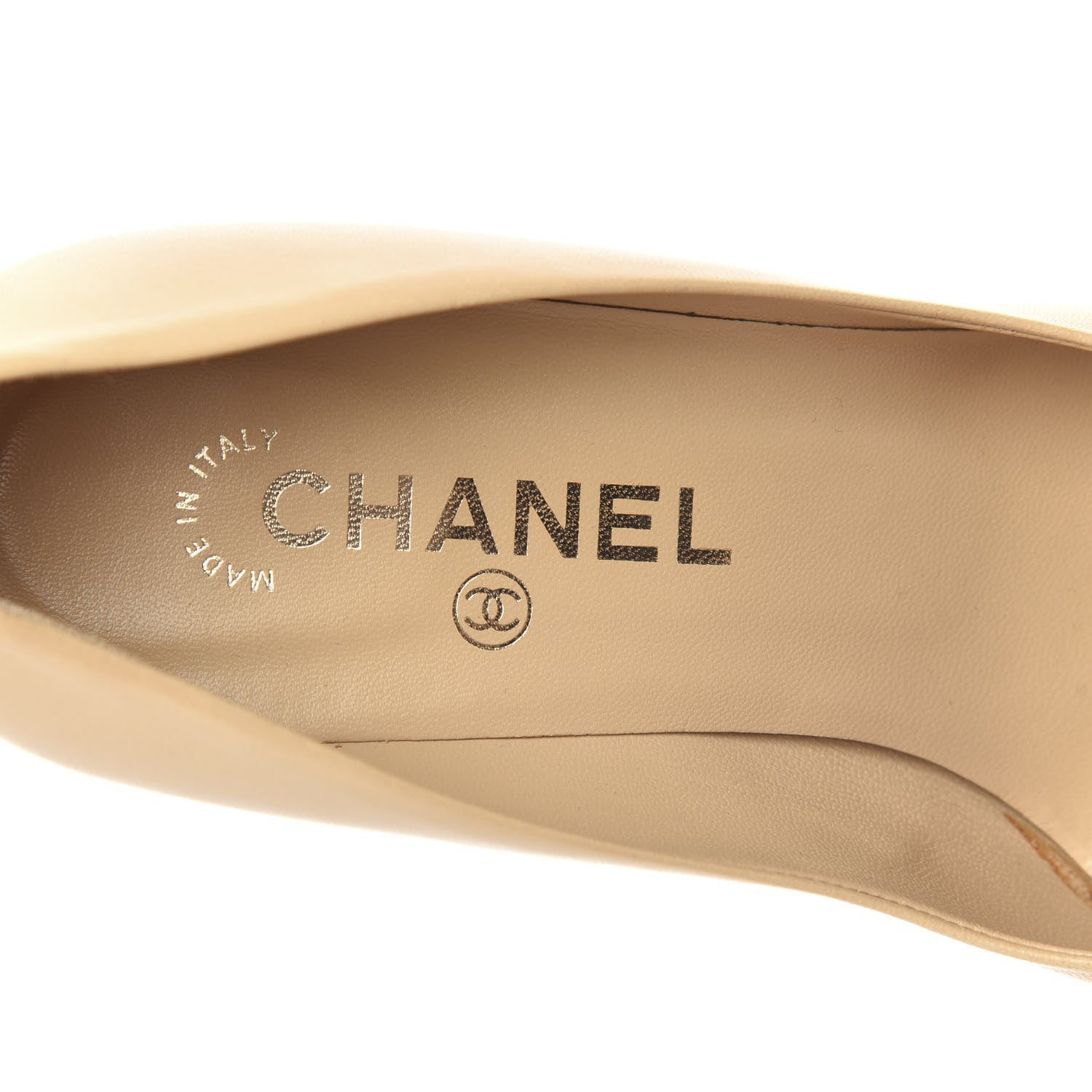 Chanel Lambskin Cap Toe CC Pumps 37 Beige Black 7 of 8