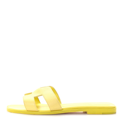 Hermes Epsom Oran Sandals 37 Jaune Pollen 1 of 9
