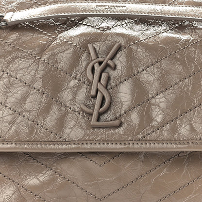 Saint Laurent Crinkled Calfskin Matelasse Monogram Medium Niki Chain Satchel Gold Sand 10 of 13