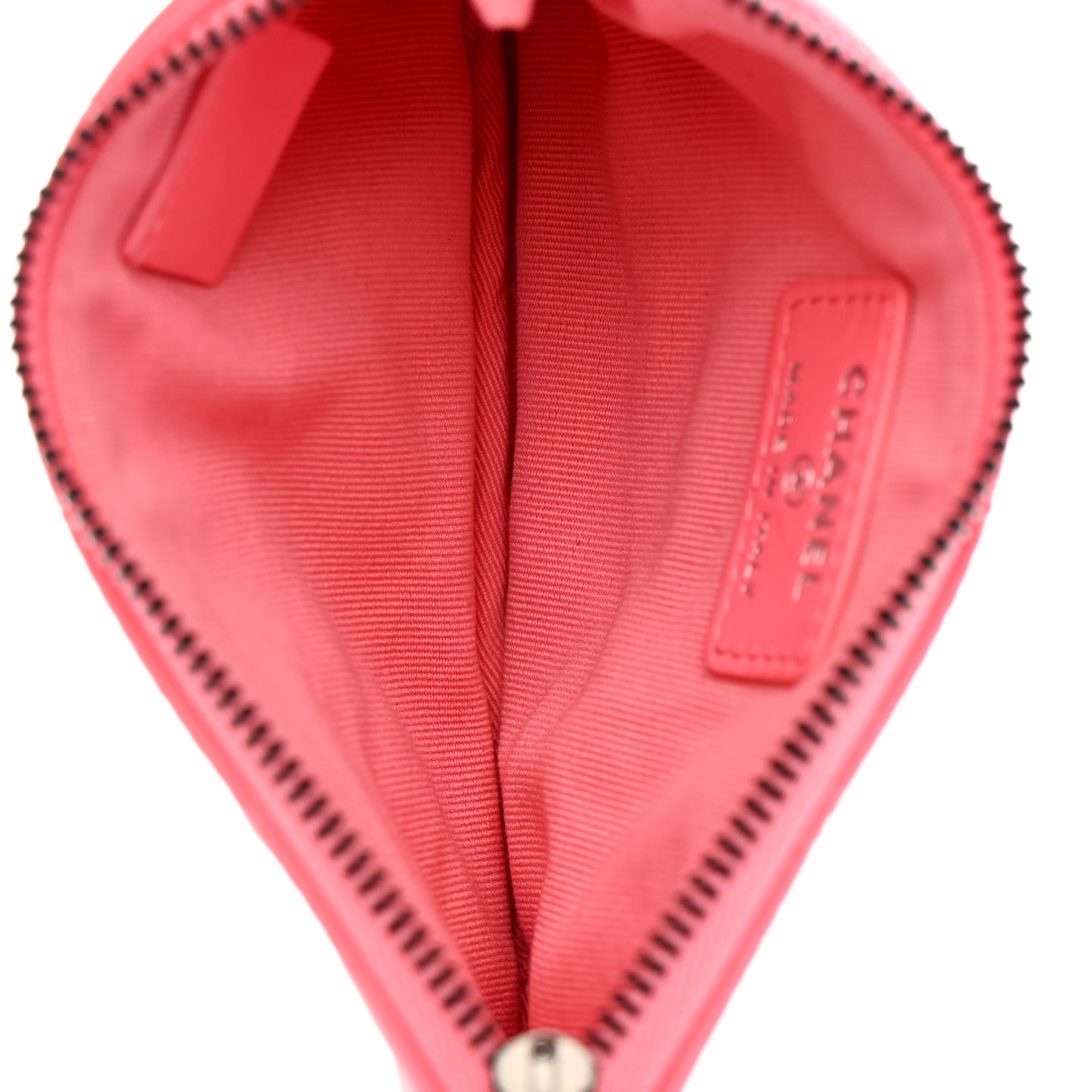 Lambskin Quilted Small Cosmetic Case Coral Pink