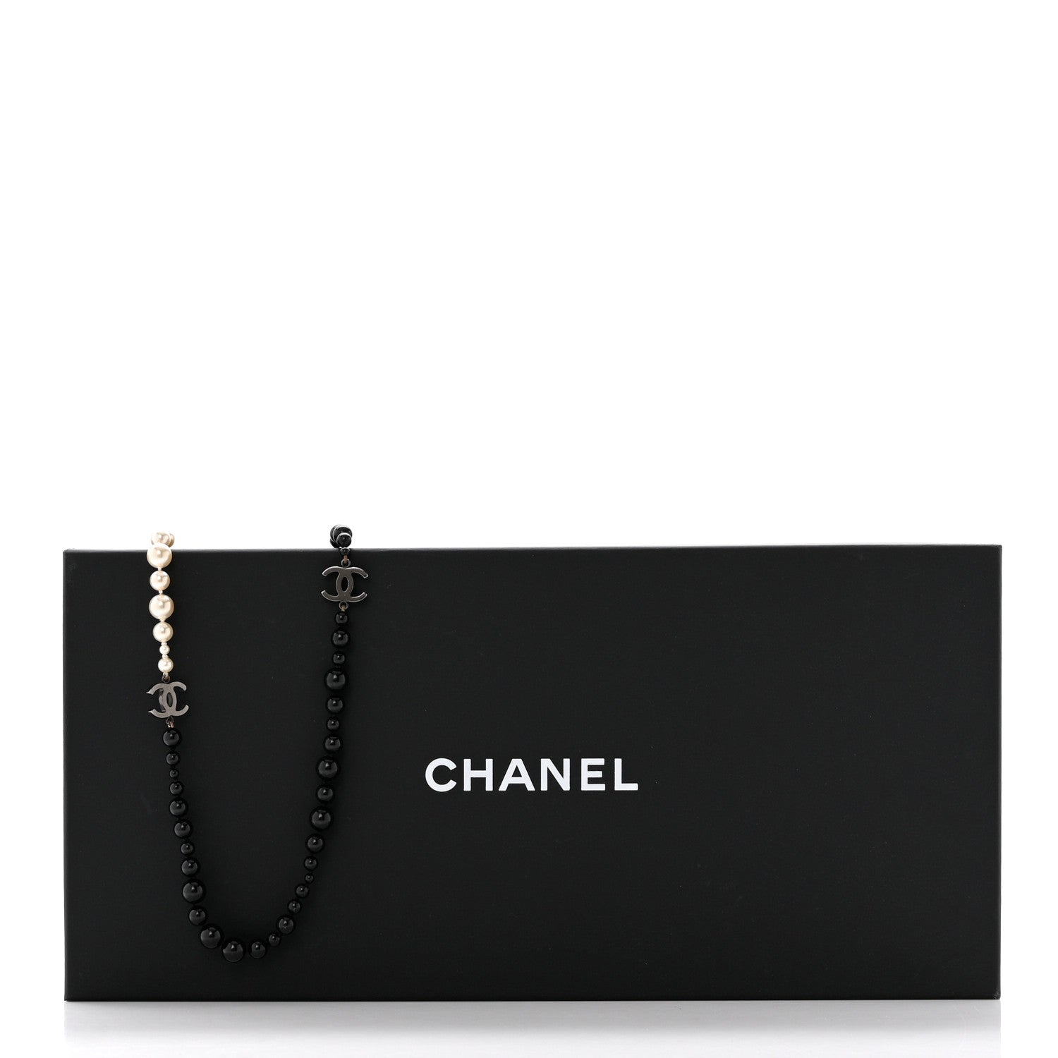 Chanel Pearl Beaded CC Long Necklace Black White 9 of 9