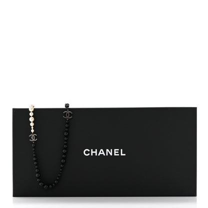 Chanel Pearl Beaded CC Long Necklace Black White 9 of 9