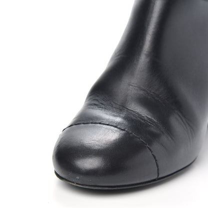 Chanel Tumbled Calfskin Cap Toe CC Short Boots 37 Black 9 of 11