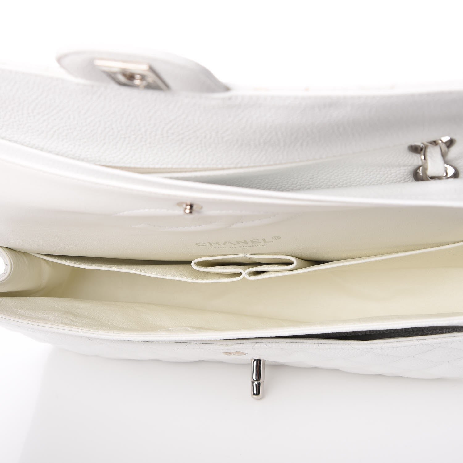 Chanel Caviar Quilted Medium Double Flap White 5 of 9