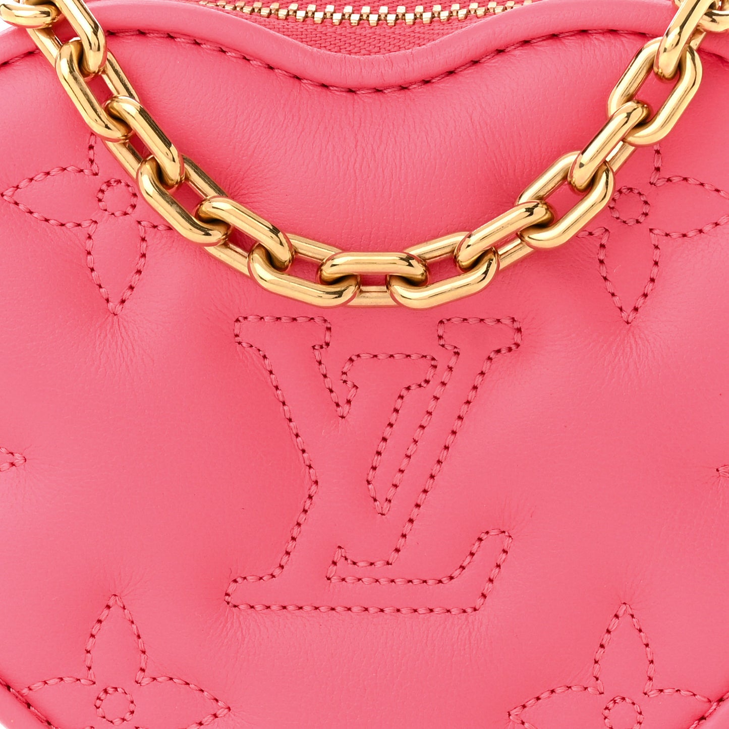Calfskin Embroidered Monogram Pop My Heart Bag Pouch Dragon Fruit Pink