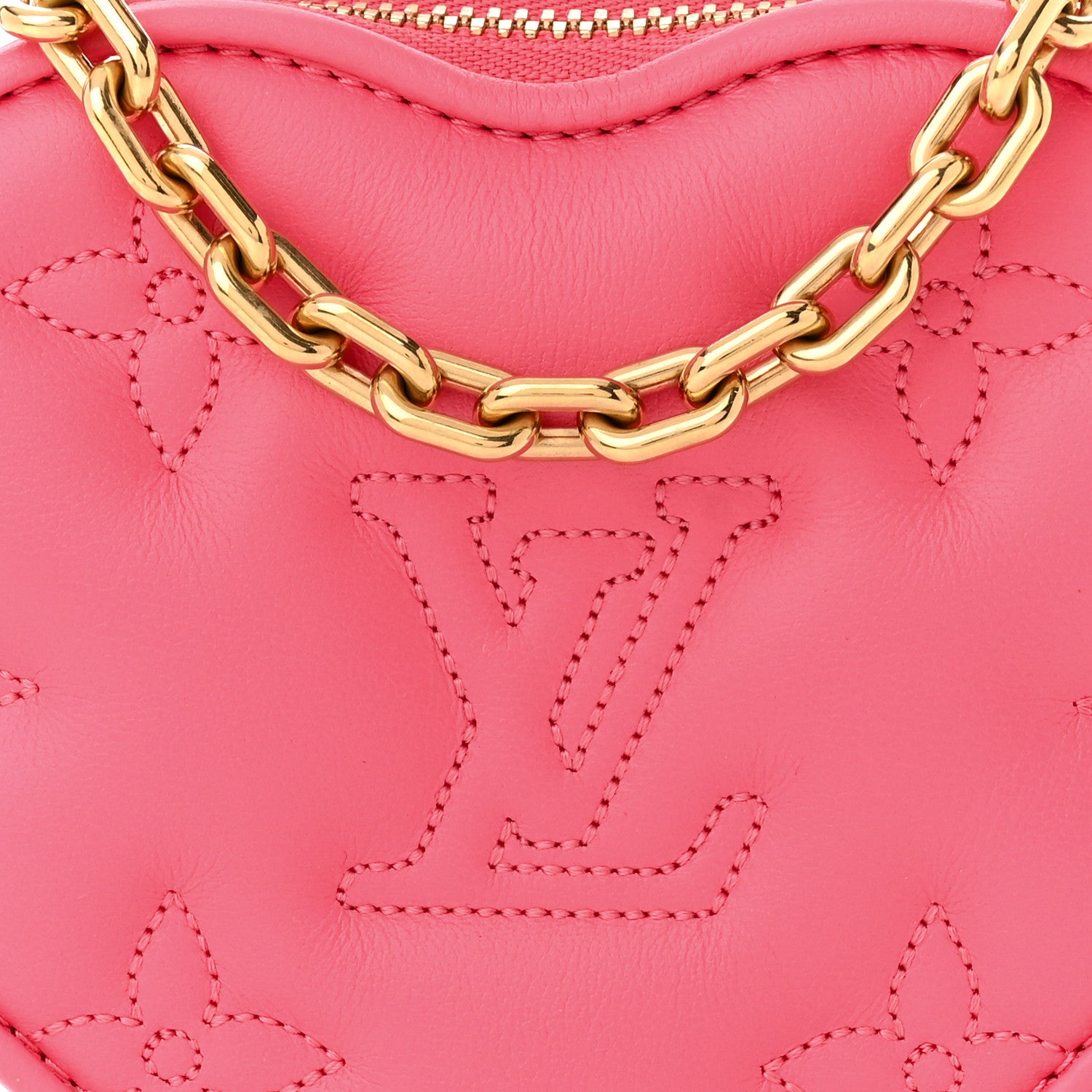 Louis Vuitton Calfskin Embroidered Monogram Pop My Heart Bag Pouch Dragon Fruit Pink 7 of 10