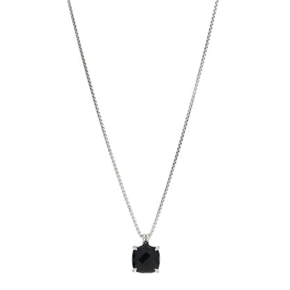 David Yurman Sterling Silver Diamond Black Onyx 14mm Chatelaine Pendant Necklace 1 of 4