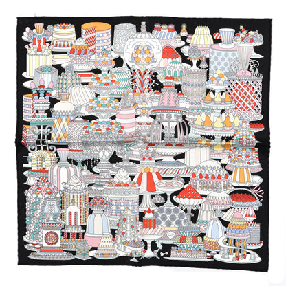 Hermes Silk La Patisserie Francaise Scarf 45 Black Menthol Multicolor 1 of 5