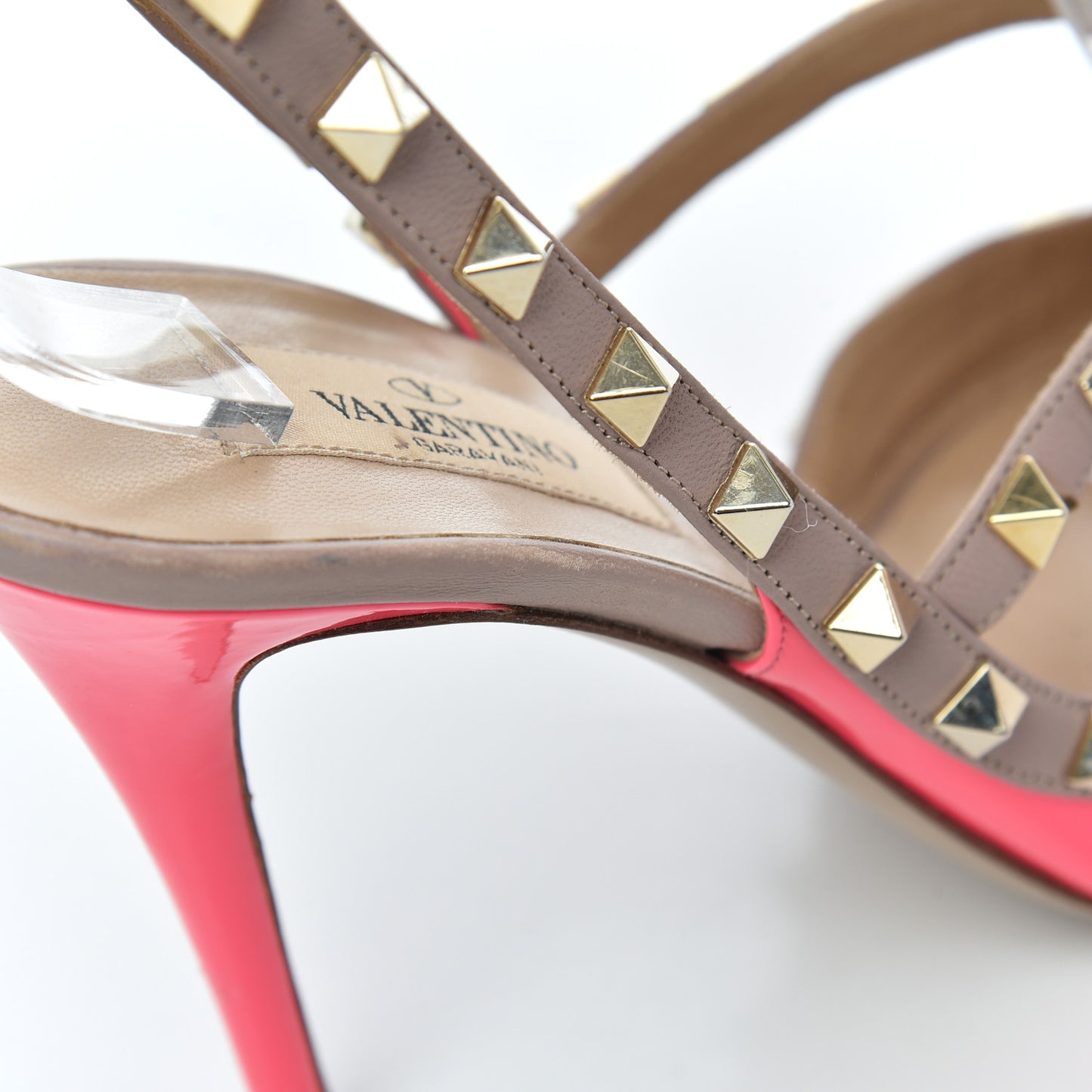Patent Rockstud Ankle Strap Pumps 38.5 Peony Poudre