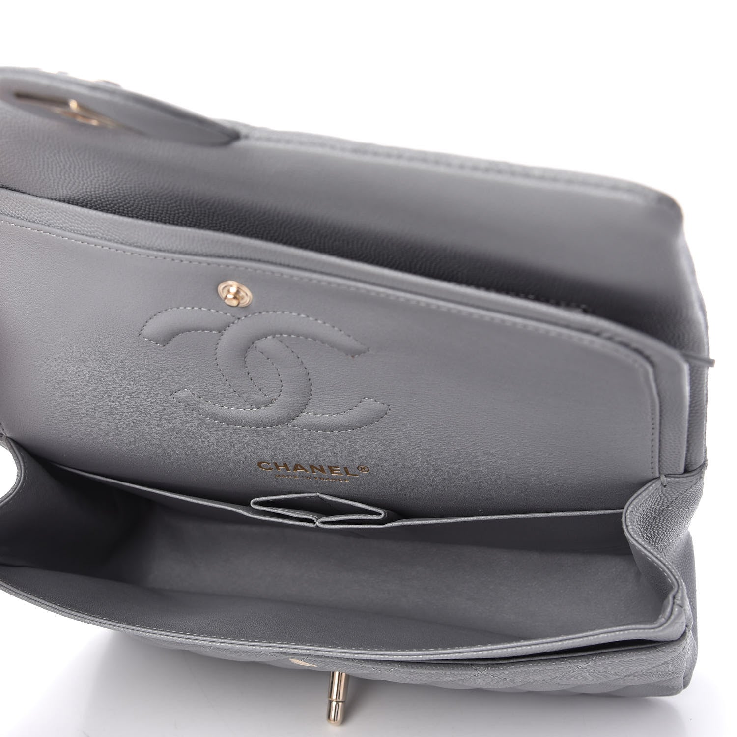 Chanel Caviar Quilted Medium Double Flap Grey 5 of 12