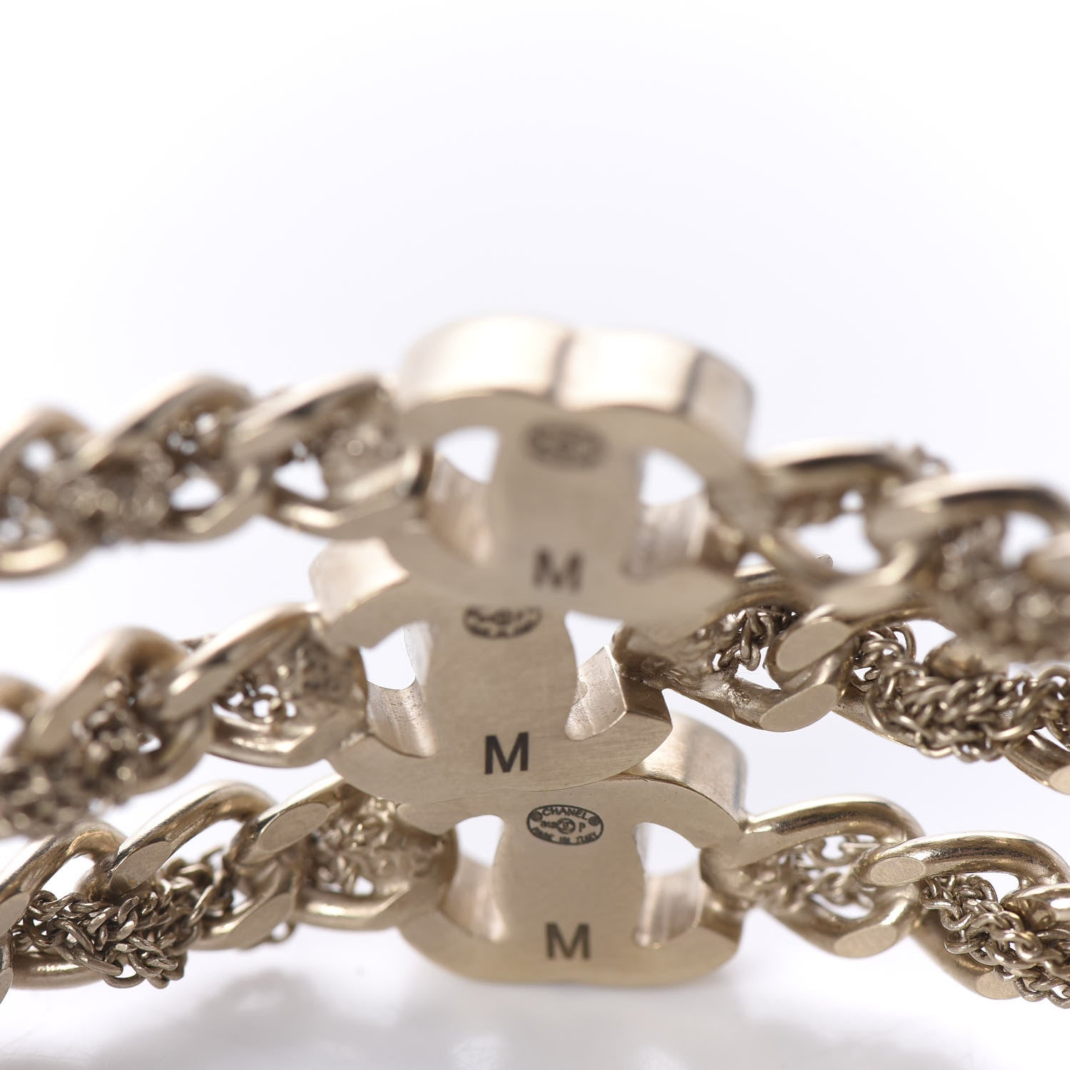 Chanel Chain CC Bangle Bracelets Set of 3 Gold M 4 of 5